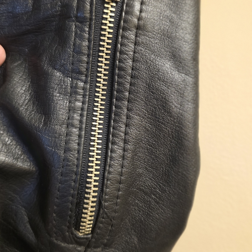 Vintage Korea Long Black Leather Trench Coat Bikers Belted Zippers Punk Medium - Picture 14 of 14